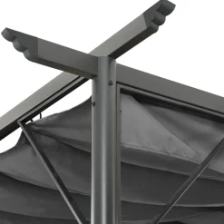 Pergola sisäänvedettävä katto antrasiitti 3x3 m teräs 180 g/m² (12226)