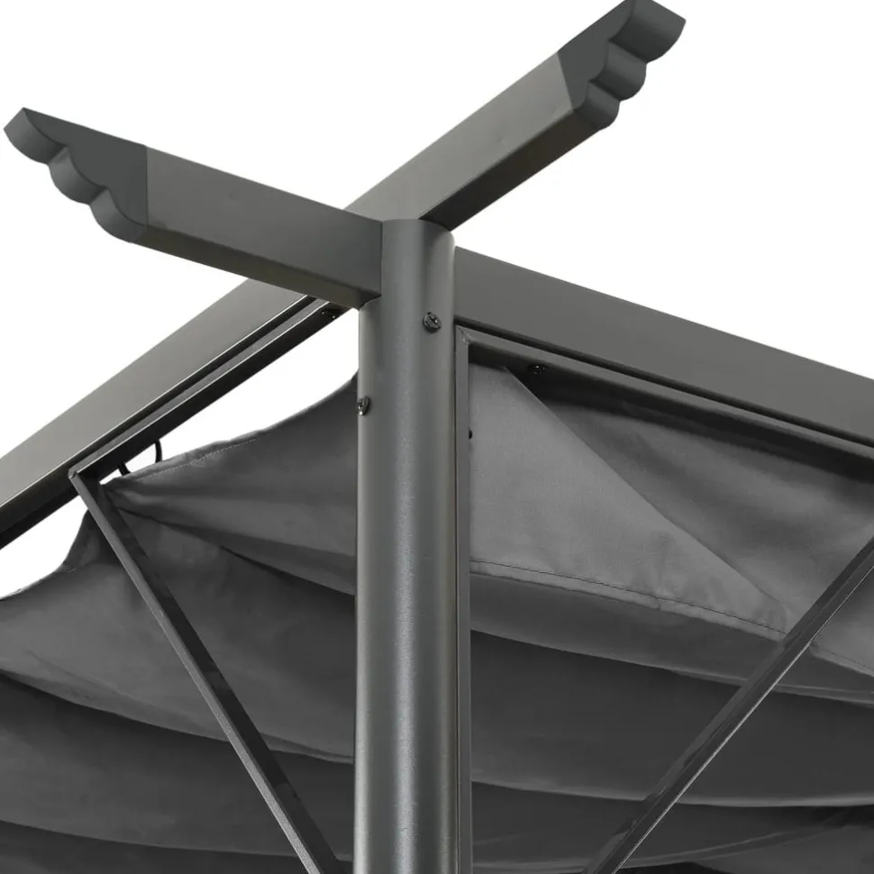 Pergola sisäänvedettävä katto antrasiitti 3x3 m teräs 180 g/m² (12226)