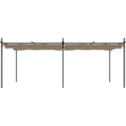 Pergola sisäänvedettävä katto taupe 589x292x230 cm