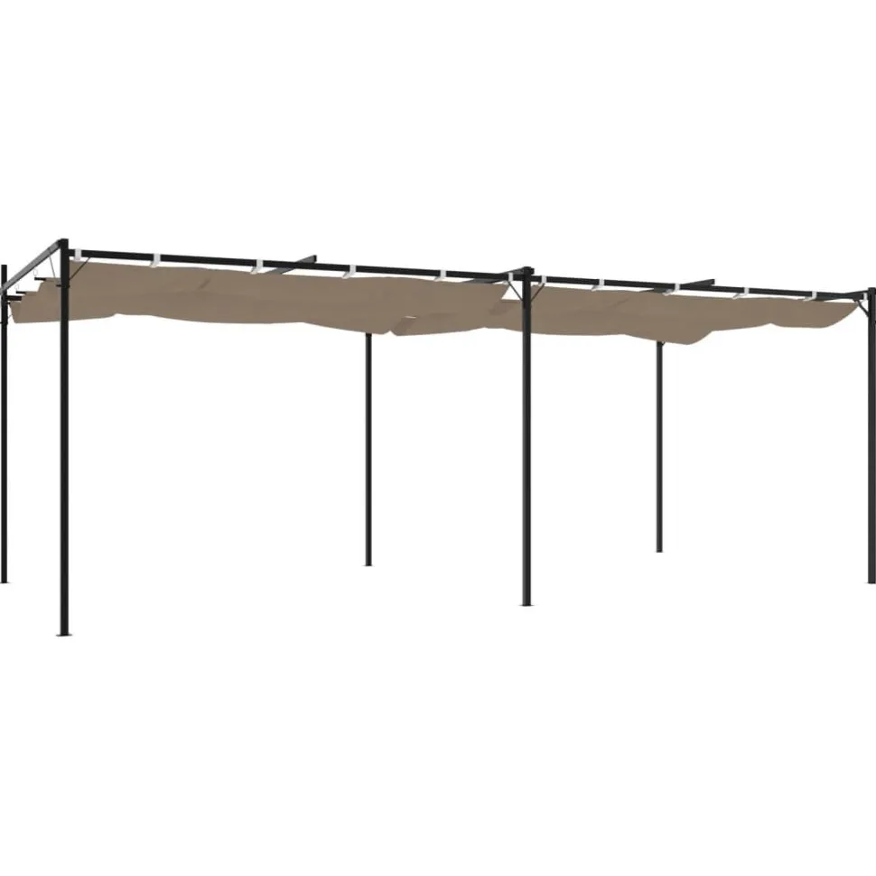 Pergola sisäänvedettävä katto taupe 589x292x230 cm