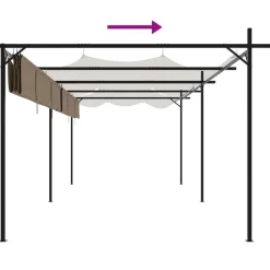 Pergola sisäänvedettävä katto taupe 589x292x230 cm