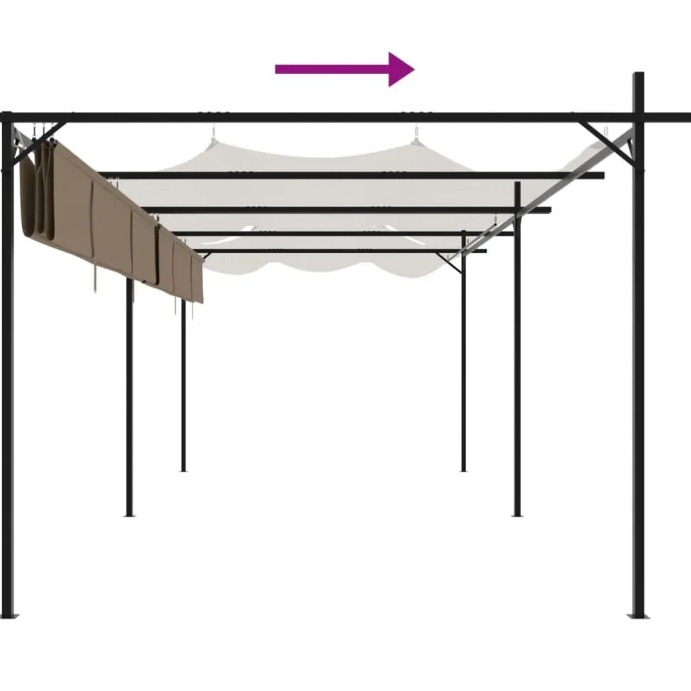 Pergola sisäänvedettävä katto taupe 589x292x230 cm
