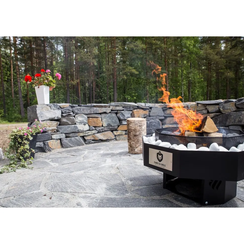 Pihagrilli Carelia Grill® 9K-80 Deco sis.koristekivet musta