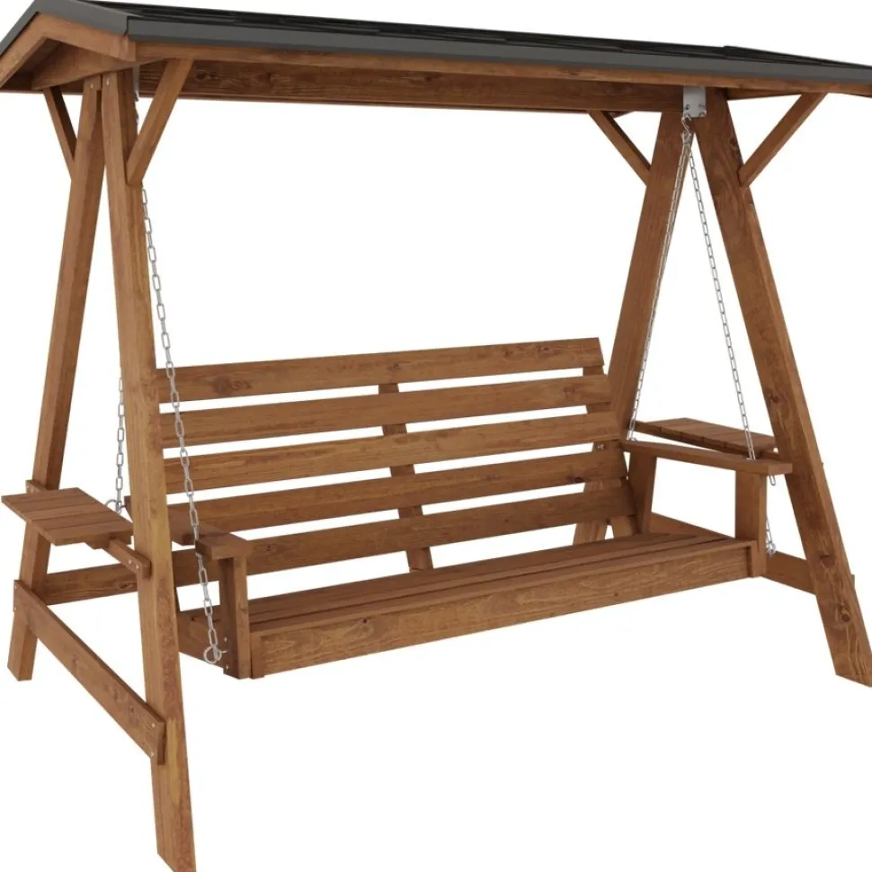 Pihakeinu Miljöökoriste, 180x235x205 cm, 3-istuttava, kovalla katoksella, ruskea