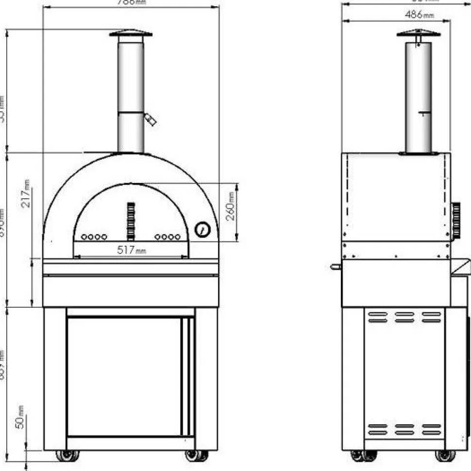 Pizzauuni Myoutdoorkitchen Classic Line Stainless Naples, puulämmitteinen, rst