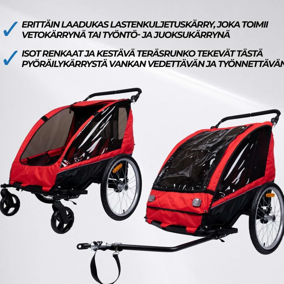 Polkupyörän peräkärry Trekker Pro, 1-2 lapselle, 40 kg