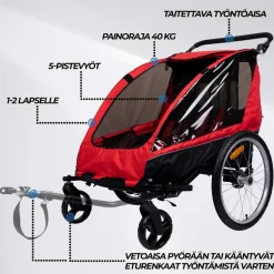 Polkupyörän peräkärry Trekker Pro, 1-2 lapselle, 40 kg