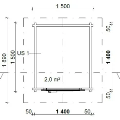 Puucee LP Garden T2, 2m², harjakatto