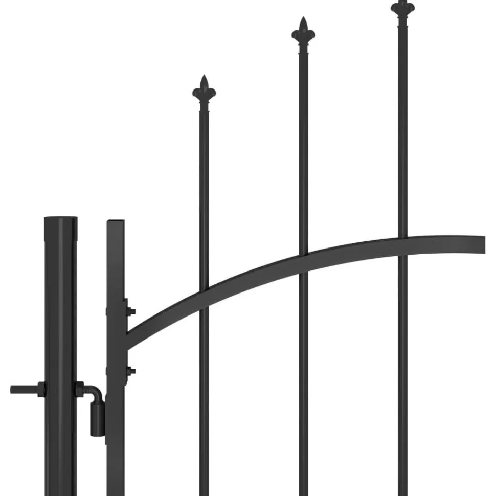 Puutarha-aidan portti keihäskärjillä 5x2m musta