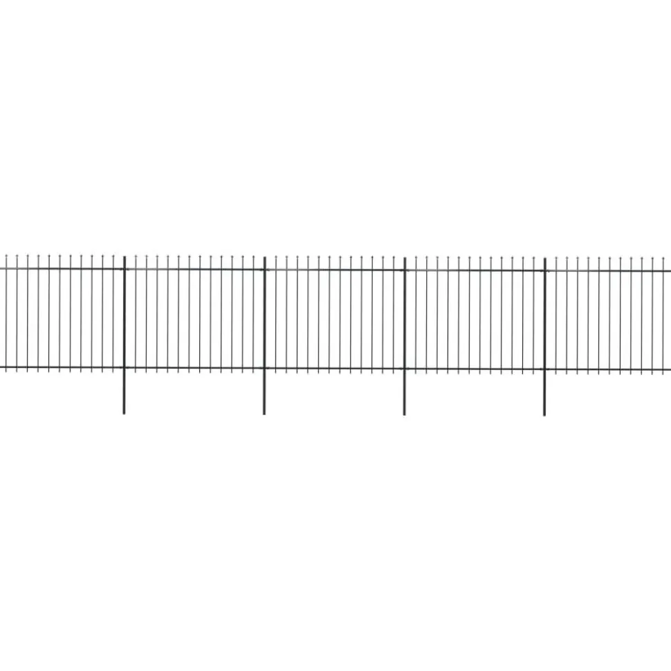Puutarha-aita keihäskärjillä 8.5x1.5m teräs musta