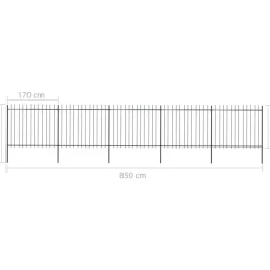 Puutarha-aita keihäskärjillä 8.5x1.5m teräs musta