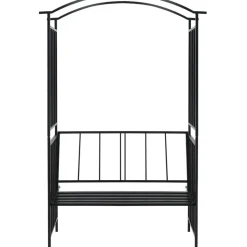 Puutarhakaari penkillä musta 114x45x205 cm rauta
