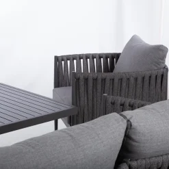 Puutarhakalustesetti Home4You BRISTOL pöytä, sohva ja 2 tuolia, harmaa