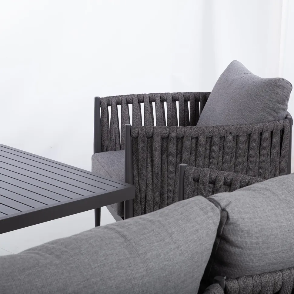 Puutarhakalustesetti Home4You BRISTOL pöytä, sohva ja 2 tuolia, harmaa