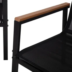 Puutarhakalustesetti Home4You CANAAN pöytä, penkki ja 2 tuolia, musta
