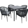 Puutarhakalustesetti Home4You CARVES köysipunostuoleilla, 4 tuolia, harmaa