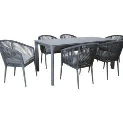 Puutarhakalustesetti Home4You CARVES pöytä ja 6 tuolia, harmaa