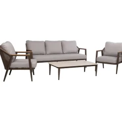 Puutarhakalustesetti Home4You DELIA pöytä, sohva ja 2 tuolia, beige