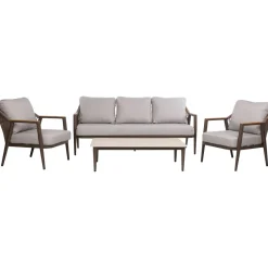 Puutarhakalustesetti Home4You DELIA pöytä, sohva ja 2 tuolia, beige
