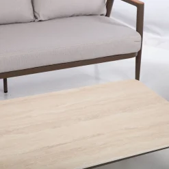Puutarhakalustesetti Home4You DELIA pöytä, sohva ja 2 tuolia, beige