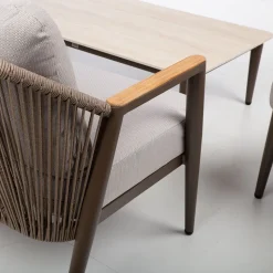 Puutarhakalustesetti Home4You DELIA pöytä, sohva ja 2 tuolia, beige