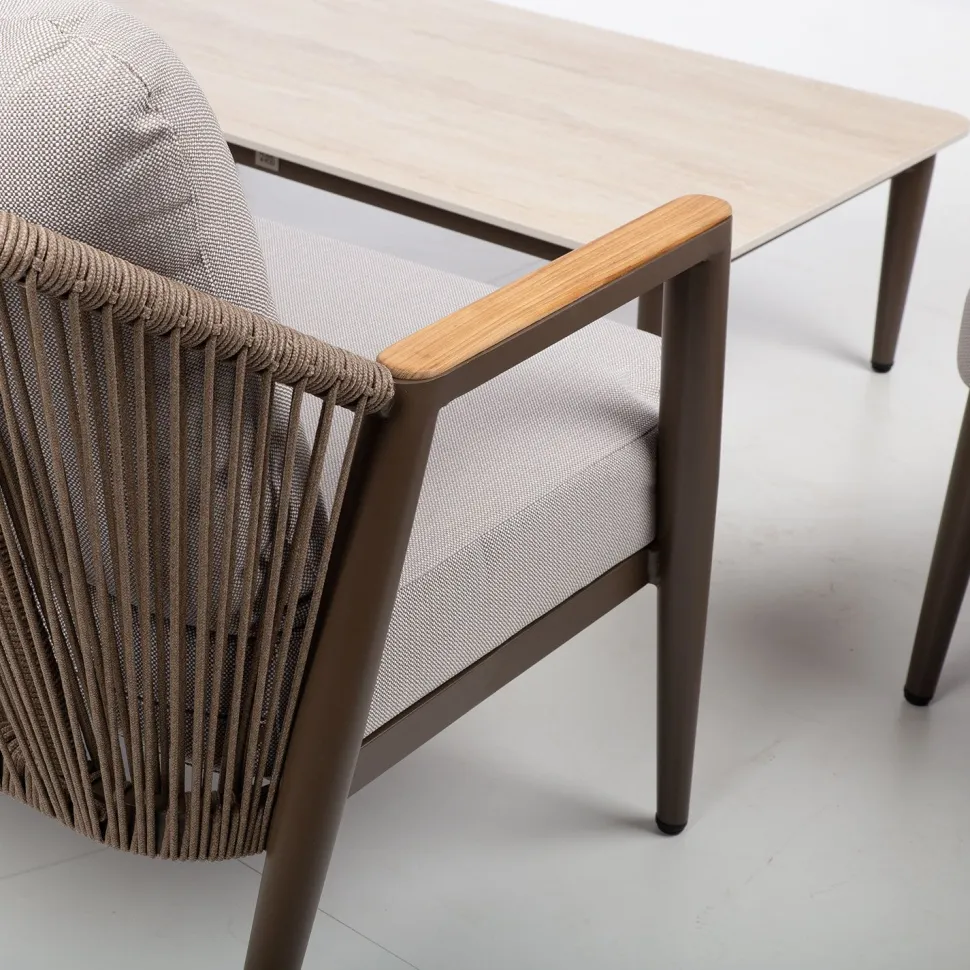 Puutarhakalustesetti Home4You DELIA pöytä, sohva ja 2 tuolia, beige