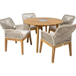 Puutarhakalustesetti Home4You FLORIDA pöytä ja 4 tuolia, beige