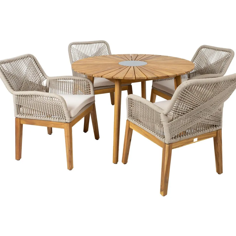 Puutarhakalustesetti Home4You FLORIDA pöytä ja 4 tuolia, beige