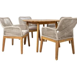 Puutarhakalustesetti Home4You FLORIDA pöytä ja 4 tuolia, beige