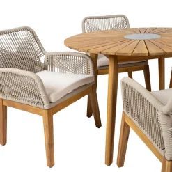 Puutarhakalustesetti Home4You FLORIDA pöytä ja 4 tuolia, beige