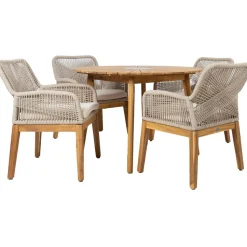 Puutarhakalustesetti Home4You FLORIDA pöytä ja 4 tuolia, beige