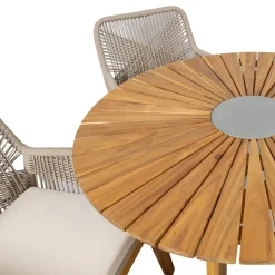 Puutarhakalustesetti Home4You FLORIDA pöytä ja 4 tuolia, beige