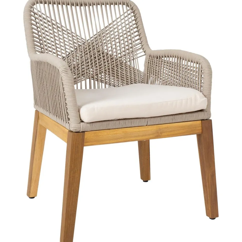 Puutarhakalustesetti Home4You FLORIDA pöytä ja 4 tuolia, beige