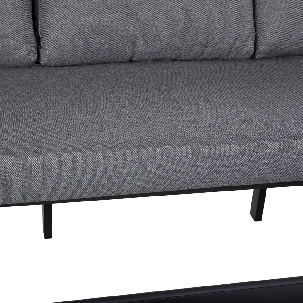 Puutarhakalustesetti Home4You LONA pöytä, sohva ja 2 tuolia, harmaa/musta