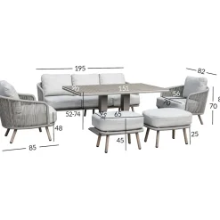 Puutarhakalustesetti Home4You MALISE 6-osainen, beige
