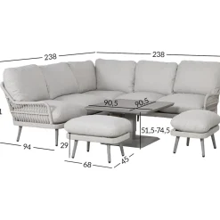 Puutarhakalustesetti Home4You MARENDA 4-osainen, harmaa/beige