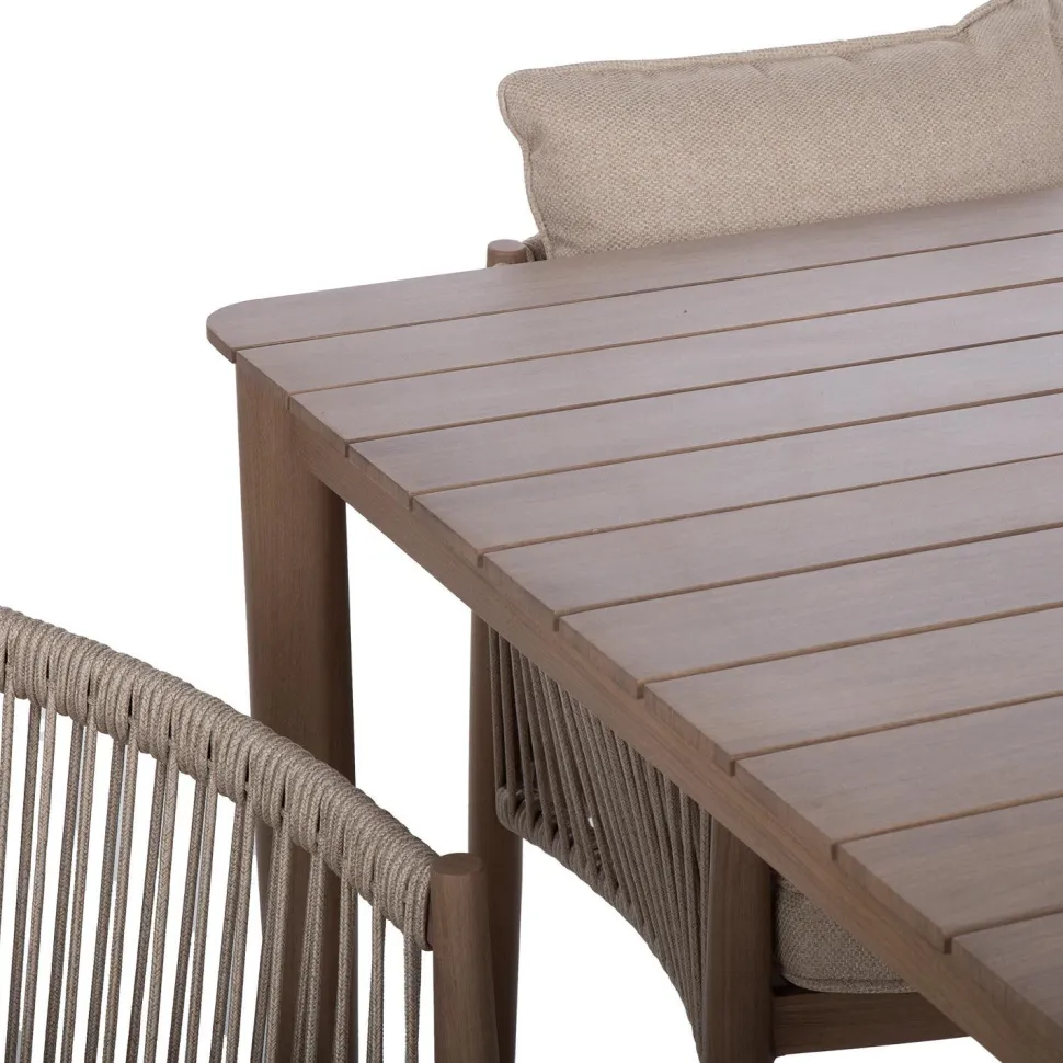 Puutarhakalustesetti Home4You MEDINA pöytä ja 4 tuolia, beige