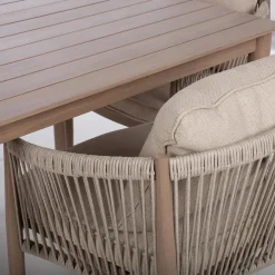 Puutarhakalustesetti Home4You MEDINA pöytä ja 4 tuolia, beige