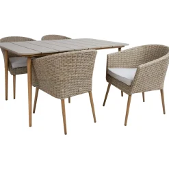 Puutarhakalustesetti Home4You NORWAY pöytä ja 4 tuolia, beige