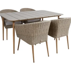 Puutarhakalustesetti Home4You NORWAY pöytä ja 4 tuolia, beige