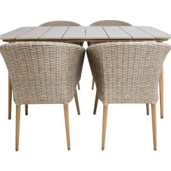 Puutarhakalustesetti Home4You NORWAY pöytä ja 4 tuolia, beige