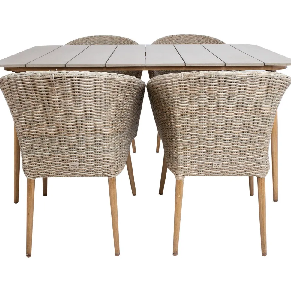 Puutarhakalustesetti Home4You NORWAY pöytä ja 4 tuolia, beige