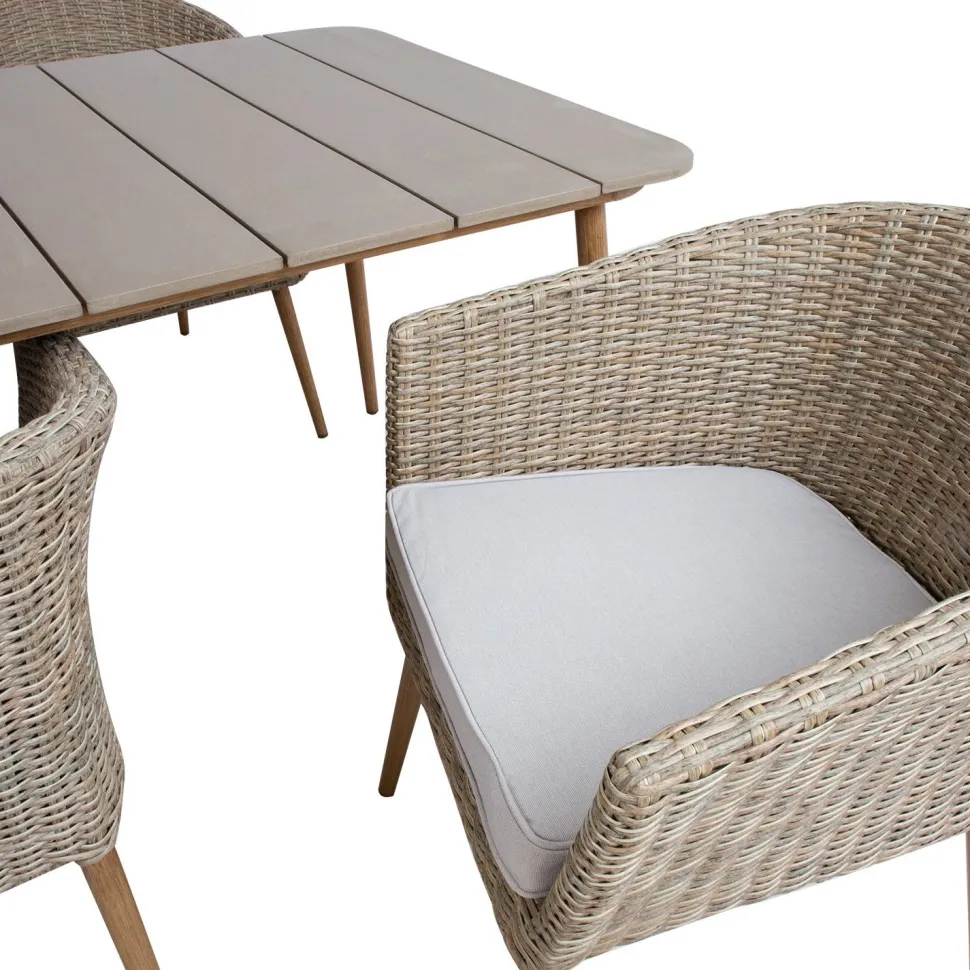 Puutarhakalustesetti Home4You NORWAY pöytä ja 4 tuolia, beige