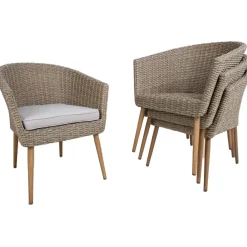 Puutarhakalustesetti Home4You NORWAY pöytä ja 4 tuolia, beige