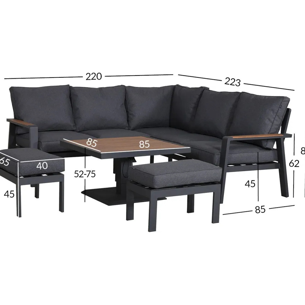 Puutarhakalustesetti Home4You PARKER 4-osainen, harmaa