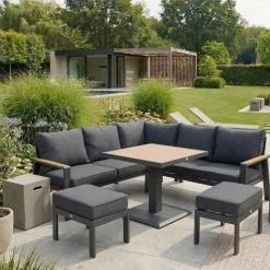 Puutarhakalustesetti Home4You PARKER 4-osainen, harmaa