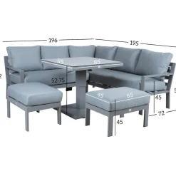 Puutarhakalustesetti Home4You RIO 4-osainen, harmahtava, beige