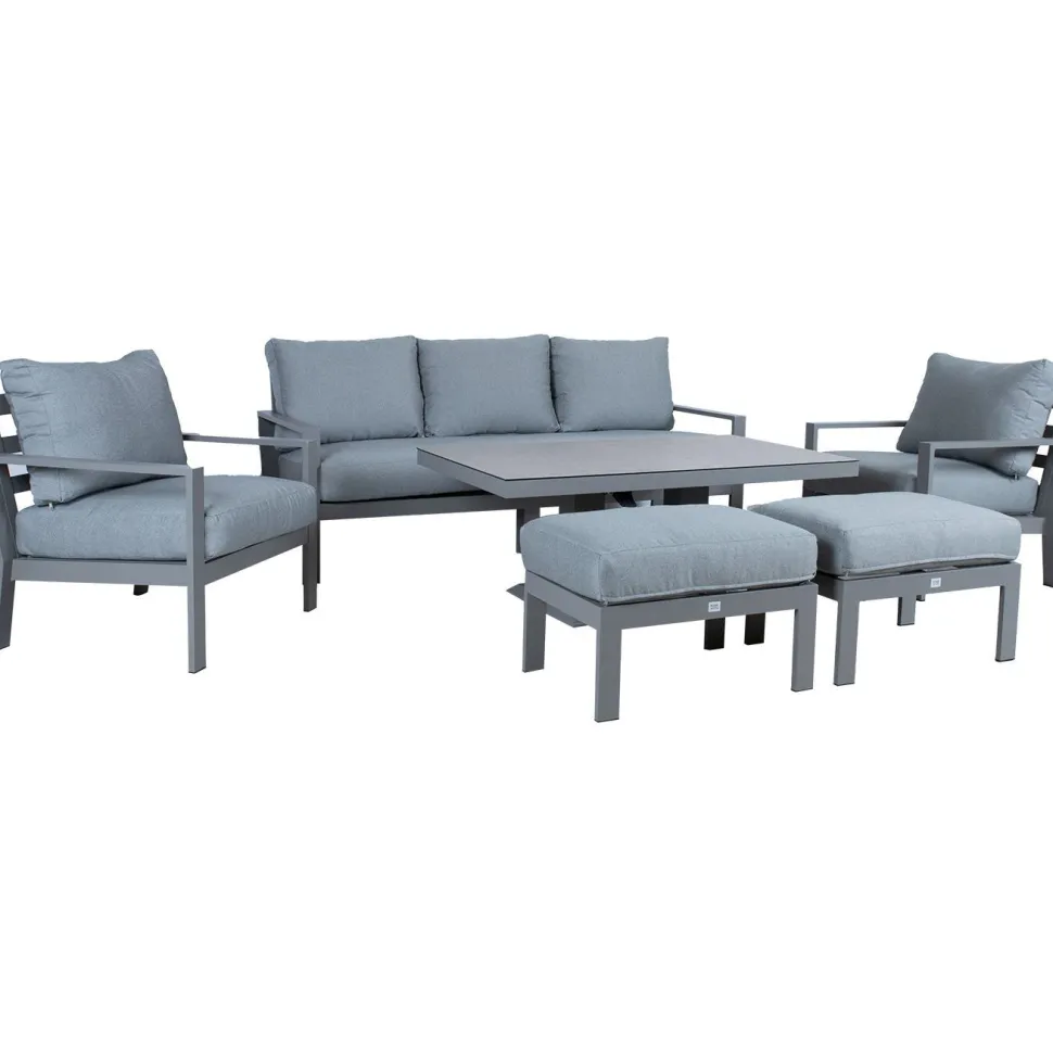 Puutarhakalustesetti Home4You RIO 6-osainen, harmahtava, beige