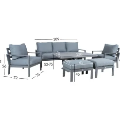 Puutarhakalustesetti Home4You RIO 6-osainen, harmahtava, beige