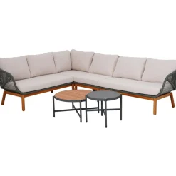 Puutarhakalustesetti Home4You TUXEDO kulmasohva ja 2 pöytää, vihreä
